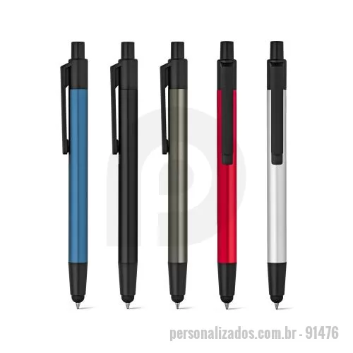 Clipe personalizado - Clipe Personalizado - 91476 - Esferográfica em alumínio com ponteira touch. Escrita em preto até 2 km. ø11 x 140 mm - 179278 - Clipe