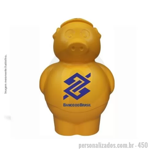 Cofrinho personalizado - Com capacidade de até 100 moedas de R$1,00, o Cofrinho Porquinho é feito em Plástico Premium (PP soprado), sendo um produto promocional ideal para ações de economia e educação financeira.