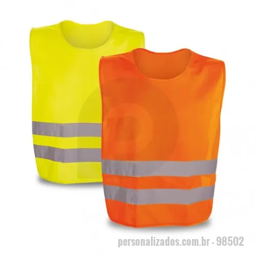 Colete personalizado - Colete de alta visibilidade em 100% poliéster com certificado pela norma EN 17353. Colete refletivo com 2 bandas refletoras horizontais e elásticos laterais. Este produto não é adequado para uso profissional. 540 x 620 mm 