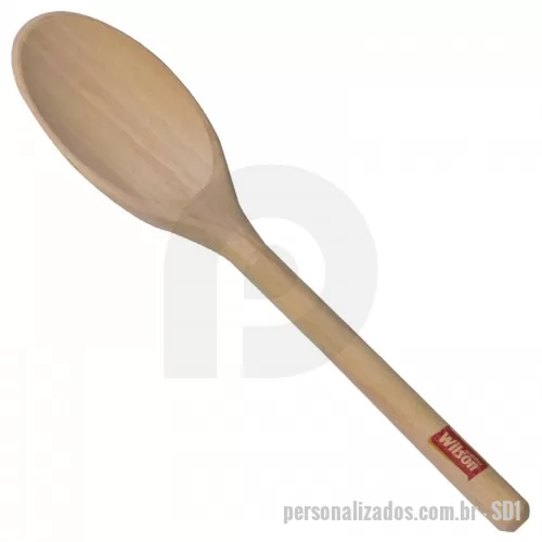 Colher de pau personalizado - Colher de madeira, Tamanho: 23cm