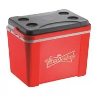Caixa térmica 34L fabricada com matéria prima pura virgem e atóxica. Laudo de pureza e toxidade podem ser fornecidos. Com isolamento em EPS placas de 15mm e 16mm. Disponível em várias cores. Gravação da logomarca em 1 cor já inclusa.