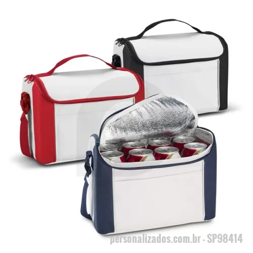 Cooler térmico personalizado - Bolsa térmica em 600D com alça ajustável em webbing, bolso frontal e capacidade até 8 L. Certificação EU Food Grade. 270 x 200 x 160 mm. ALÉM DESSE PRODUTO TEMOS OUTROS MODELOS EMAIS DE 3.000 ITENS EM NOSSO CATÁLOGO