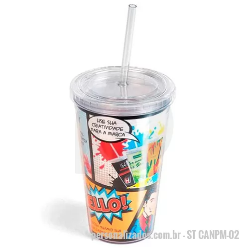 Copo Acrílico personalizado - Copo de Acrilico Personalizado com Canudo, Resistente e com boa variedade de cores, o copo de acrílico personalizado com canudo é o brinde ideal para lembrancinha, eventos, ações promocionais. Com parede dupla para personalização, o copo de acrílico 