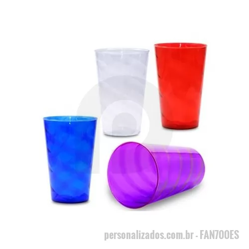 Copo Acrílico personalizado - Copo 700 Espiral personalizado - Material: Plástico PS cristal Capacidade: 700 ml Medidas: 9,2 cm de diâmetro (boca), 6,2 cm de diâmetro (base) e 14 cm de altura Peso: 75 gramas. Temos diversos outros modelos de copos