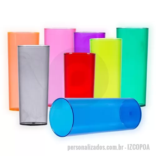 Copo Acrílico personalizado - Copo de acrílico 330 ml long drink com pintura translúcida, opções de tamanhos.