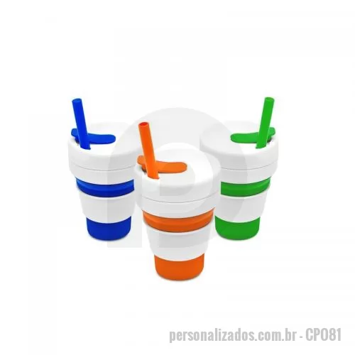 Copo Biodegradavel personalizado - Copo Retrátil com Canudo Personalizado