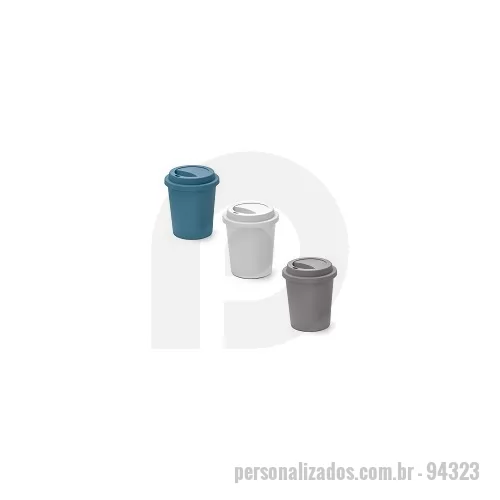 Copo bucks personalizado - Copo de viagem com tampa e corpo em PP. Capacidade até 350 ml.