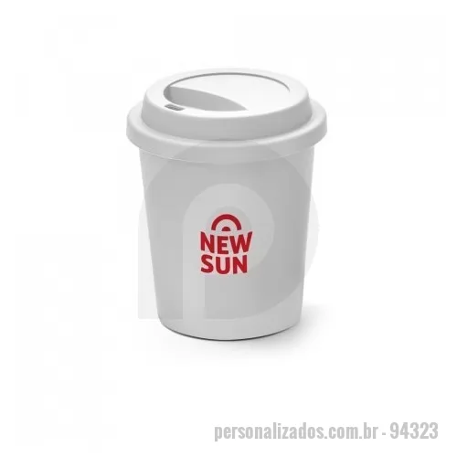 Copo bucks personalizado - Copo de viagem em PP 350 mL Copo de viagem com tampa e corpo em PP. Capacidade até 350 mL. Certificação EU Food Grade. Ø90 x 104 mm