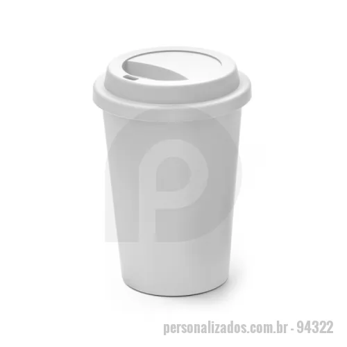 Copo bucks personalizado - Copo de viagem com tampa e corpo em PP.  Capacidade até 450 mL. Certificação EU Food Grade. Ø90 x 135 mm
