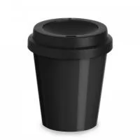 Copo plástico com capacidade de 350ml, tampa com bocal.