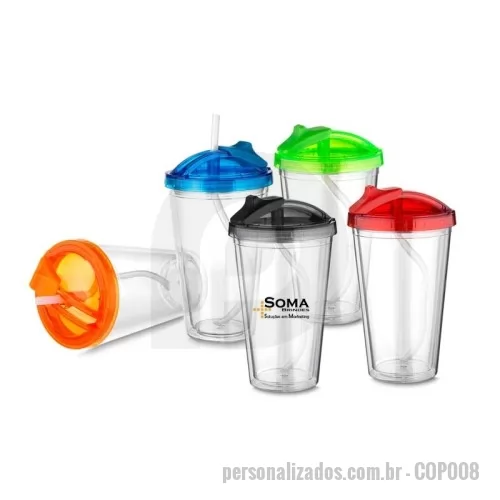 Copo com Canudo personalizado - COPO PLÁSTICO 470 ML COM TAMPA E CANUDO