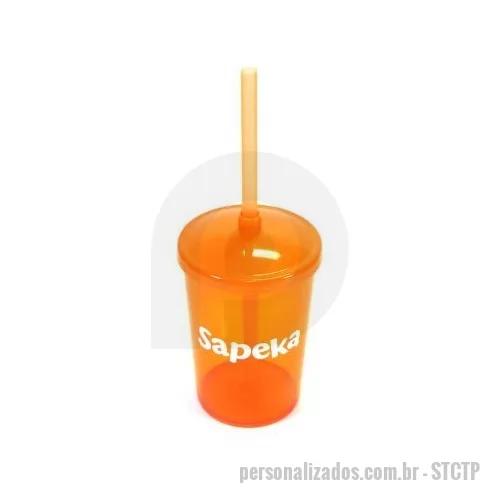 Copo com Canudo personalizado - Copo com tampa e canudo Personalizado