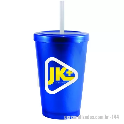 Copo com tampa personalizado - Copo Cancun com tampa e canudo, 320mL, feito em Plástico Premium (PP), atóxico, resistente, acabamento impecável, cores vibrantes, pode ser levado ao microondas e máquina de lavar louça. Acompanha tampa e canudo.