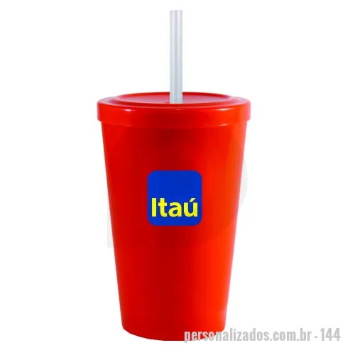 Copo com tampa personalizado - Copo Cancun com tampa e canudo, 320mL, feito em Plástico Premium (PP), atóxico, resistente, acabamento impecável, cores vibrantes, pode ser levado ao microondas e máquina de lavar louça. Acompanha tampa e canudo.