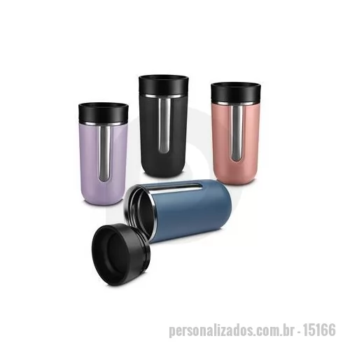 Copo de alumínio personalizado - Mantenha suas bebidas sempre na temperatura perfeita com este copo térmico de 400 ml! Com parede dupla em aço inox e um design moderno com detalhes em plástico, ele é ideal para quem busca praticidade e estilo. A tampa plástica com sistema antivazame