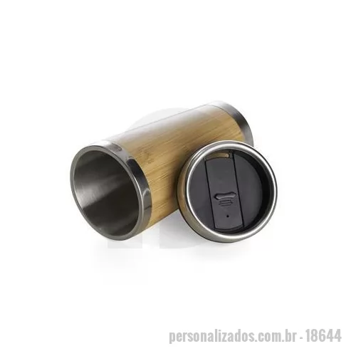 Copo de alumínio personalizado - Copo personalizado com inox e bambu é um brinde personalizado que une a utilidade com a beleza.