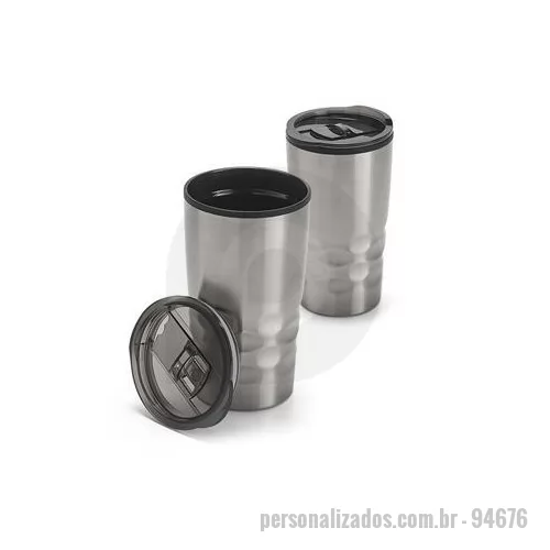 Copo de alumínio personalizado - Copo de metal personalizado com parede dupla é o brinde personalizado robusto, de excelente acabamento e confecção que vai deixar sua marca exposta para seus clientes.