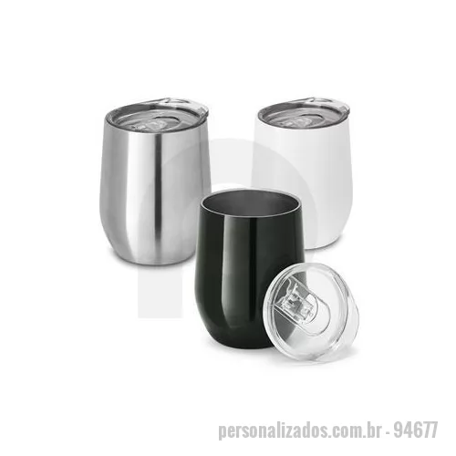 Copo de alumínio personalizado - Copo de metal personalizado com corpo duplo e confeccionado em inox, é um brinde personalizado de elegante aparência que irá impressionar os mais requintados clientes e corporações.