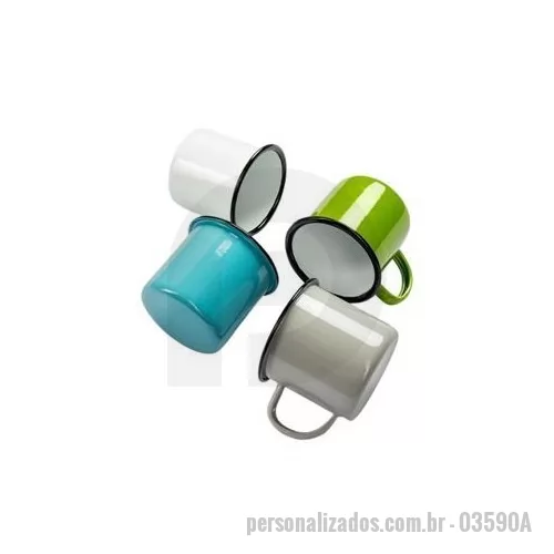Copo de alumínio personalizado - Caneca em inox com pintura totalmente esmaltada e capacidade para até 370 ml. Altura : 8 cm Largura : 11,4 cm Circunferência : 25,2 cm Peso aproximado g : 139