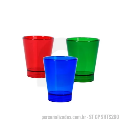 Copo dosador personalizado - Copo shot personalizado, com capacidade de 60 ml, coloridos, eles são fabricados em PS Cristal. Possuem baixo custo e são indicados para ser distribuídos em feiras, festas, formaturas e eventos corporativos