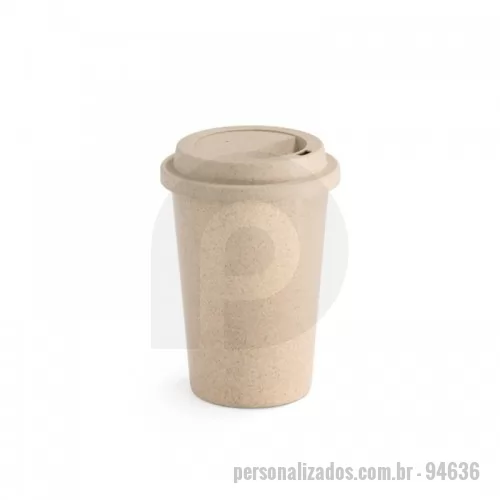 Copo ecológico personalizado - Copo de fibra de bambu e PP com tampa 450 ml