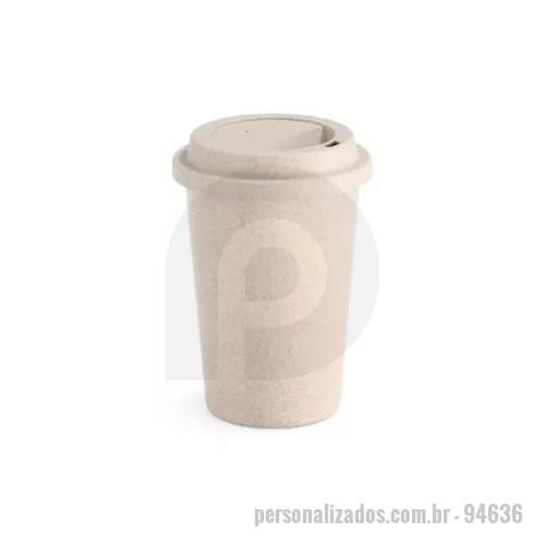 Copo ecológico personalizado - Copo de viagem em fibra de bambu (50%) e PP (50%) com tampa. Capacidade até 450 ml. Food grade. ø93 x 134 mm