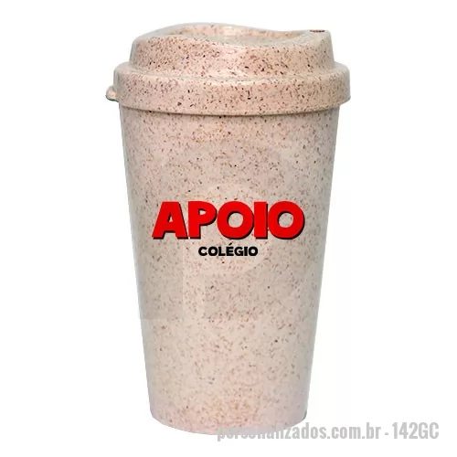Copo ecológico personalizado - Capacidade para 320ml. Copo sustentável feito com 50% de fibra de madeira e 50% de Plástico Premium (PP).  Cores inovadoras, design moderno e acabamento impecável, feito em material atóxico e resistente ao micro-ondas e máquina de lavar. Acompanha tampa MUG. 