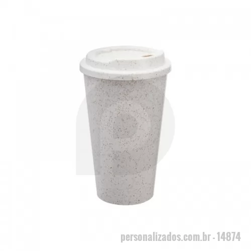 Copo ecológico personalizado - Copo fibra de arroz com capacidade de 550ml. Feito em polipropileno atóxico, o copo possui tampa rosqueável com bocal. Personalização em Silkscreen.