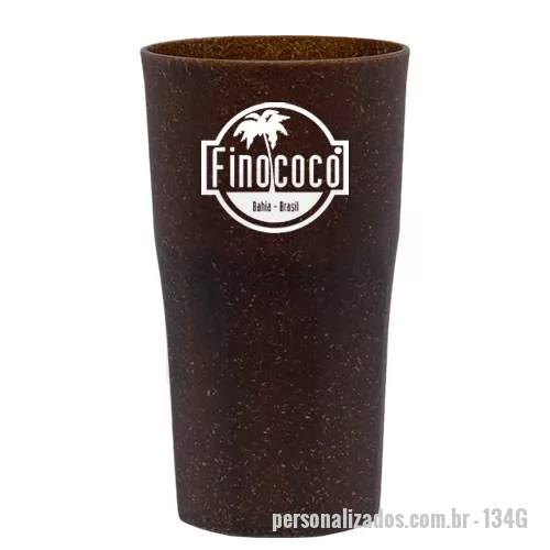 Copo ecológico personalizado - Capacidade para 360ml. Copo sustentável feito com 50% de fibra natural de coco ou madeira e 50% de Plástico Premium (PP), reduzindo a quantidade de plástico e reaproveitando resíduos renováveis. Design moderno e acabamento impecável, feito em material atóxico e resistente ao microondas e máquina de lavar.