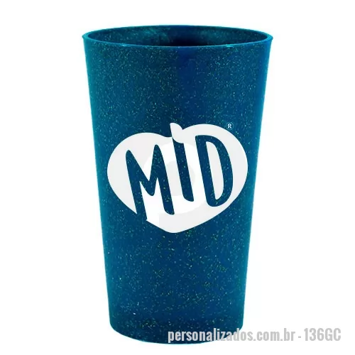 Copo ecológico personalizado - Capacidade para 320ml. Copo sustentável feito com 50% de fibra de madeira e 50% de Plástico Premium (PP), reduzindo a quantidade de plástico e reaproveitando resíduos renováveis. Cores inovadoras, design moderno e acabamento impecável, feito em material atóxico e resistente ao micro-ondas e máquina de lavar.