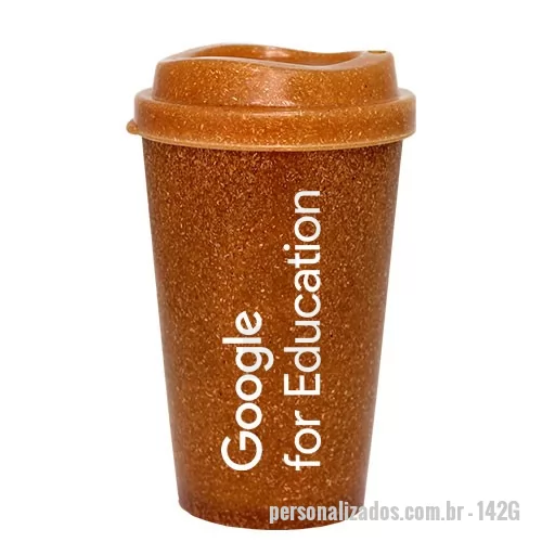 Copo ecológico personalizado - Copo Cancun Green Mug 320ml , copo sustentável feito com 50% de fibra de coco ou madeira. Ideal para levar sua bebida quente ou gelada, na medida certa.