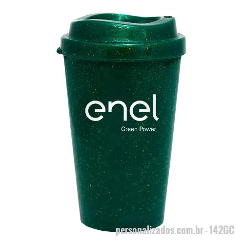 Copo ecológico personalizado - Capacidade para 320ml. Copo sustentável feito com 50% de fibra de madeira e 50% de Plástico Premium (PP).  Cores inovadoras, design moderno e acabamento impecável, feito em material atóxico e resistente ao micro-ondas e máquina de lavar. Acompanha tampa MUG. 