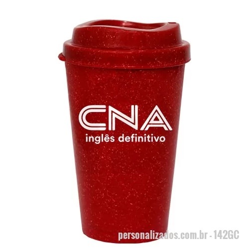 Copo ecológico personalizado - Capacidade para 320ml. Copo sustentável feito com 50% de fibra de madeira e 50% de Plástico Premium (PP).  Cores inovadoras, design moderno e acabamento impecável, feito em material atóxico e resistente ao micro-ondas e máquina de lavar. Acompanha tampa MUG. 