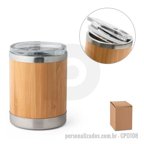 Copo ecológico personalizado - Copo Ecológico Parede Dupla com Tampa Transparente