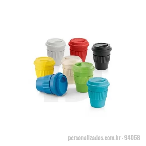 Copo ecológico personalizado - Copo ecológico personalizado confeccionado em fibra ecológica dão um lindo acabamento amadeirado neste copo que pode ser utilizado para viagens ou no escritório.