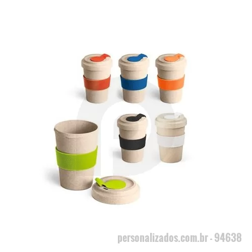 Copo ecológico personalizado - Copo ecológico personalizado confeccionado em fibra e pp, fazem deste brinde personalizado um presente amigo do meio ambiente e com seu lindo acabamento em silicone, ele se tornará o destaque.