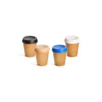 Copo feito em fibra de coco com capacidade de até 350 ml. Possui tampa plástica com bocal. Altura : 10,7 cm Largura : 8,9 cm Circunferência : 28,2 cm Peso aproximado g : 40