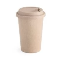 Copo de viagem em fibra de bambu (60%) e PP (40%) com tampa e capacidade até 450 mL. Certificação EU Food Grade. ø93 x 134 mm  Caixa exterior (m): 0,380X0,380X0,240 Peso da caixa (Kg.): 4.800 Peso do Produto (g.): 1 Caixa Exterior (Un.): 50 NCMS: 4823.61.00 Packing individual: Cup em polybag Packing após gravação: Polybag Certificados: Food Safety Composição do produto: Componentes entregues em separado País de origem: China