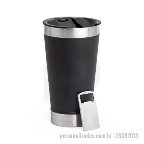 Copo Inox personalizado - **Sobre o Produto**  O **Copo Térmico Inox 500ml Personalizado** combina modernidade, resistência e praticidade, sendo uma excelente opção para divulgar sua marca de forma elegante e funcional.  Com capacidade de 500ml, é ideal para acompanhar a rotina de trabalho, viagens, reuniões, academias e diversas atividades do dia a dia. Produzido em **inox de alta qualidade e livre de BPA**, possui acabamento liso que valoriza a personalização e proporciona um visual sofisticado.  Sua tampa com abridor integrado oferece mais praticidade e torna o produto um diferencial para brindes corporativos.  **Destaques do Produto**  * Capacidade de 500ml * Fabricado em inox resistente * Livre de BPA * Acabamento liso e elegante * Tampa com abridor integrado * Ideal para bebidas quentes e frias * Alta durabilidade  **Personalização**  Personalize com logotipo, nome ou arte exclusiva através de:  * **Gravação a laser:** acabamento elegante, preciso e permanente * **Impressão DTF UV:** cores vibrantes e alt