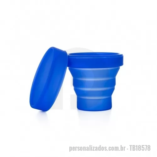 Copo personalizado - Copo retrátil com capacidade de 150ml, livre de bpa. Contém tampa de encaixe com acesso para chaveiro.