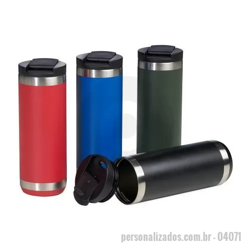 Copo personalizado - Copo térmico de inox , feito de parede dupla com capacidade para 550ml. Contém tampa plástica com bocal e trava de segurança.