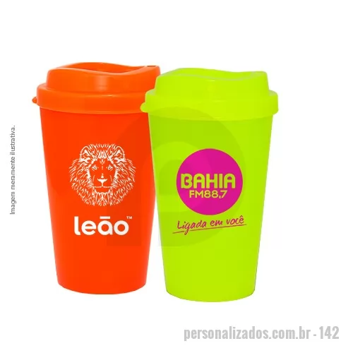 Copo personalizado - Capacidade 320ml. Copo Cancun MUG é feito em Plástico Premium (PP), atóxico, com tampa MUG, design moderno  e acabamento impecável. Pode ser usado com  bebida quente ou gelada, vai ao micro-ondas e a máquina de lavar louça.