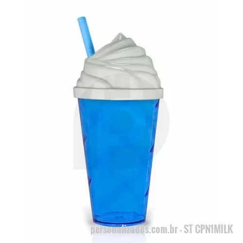 Copo personalizado - Copo milk shake para personalizar, fabricado em acrílico o copo chantilly personalizado possui capacidade de 550 ml, grande variedade de cores e boa área para imprimir o logotipo de empresas