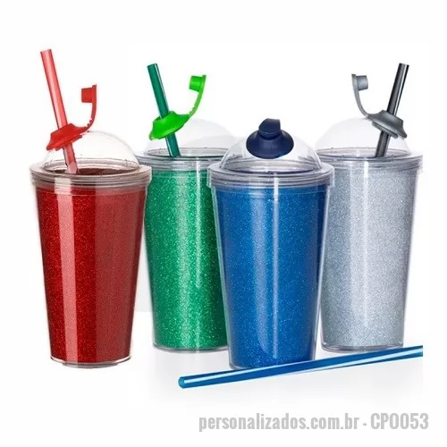 Copo personalizado - Copo Acrílico Parede Dupla com Tampa e Canudo