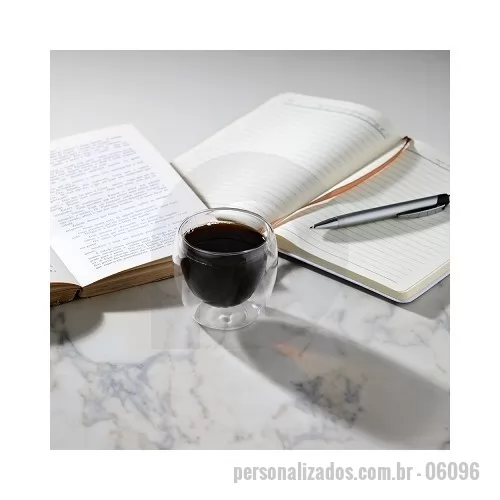 Copo personalizado - Copo de vidro borossilicato parede dupla com capacidade para 160ml.