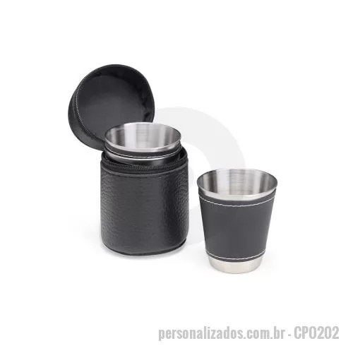 Copo personalizado - Conjunto de 4 Copos Shot de Metal Personalizado