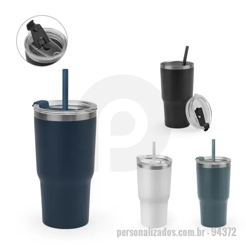 Copo personalizado - Copo Personalizado - 94372 - Copo de viagem compacto e de fácil utilização para as suas viagens e atividades ao ar livre. Composto em aço inox 91% reciclado, com parede dupla isolada a vácuo e acabamento mate. Este copo pode ser utilizado de duas maneiras: através da sua abertur - 179264 - Copo