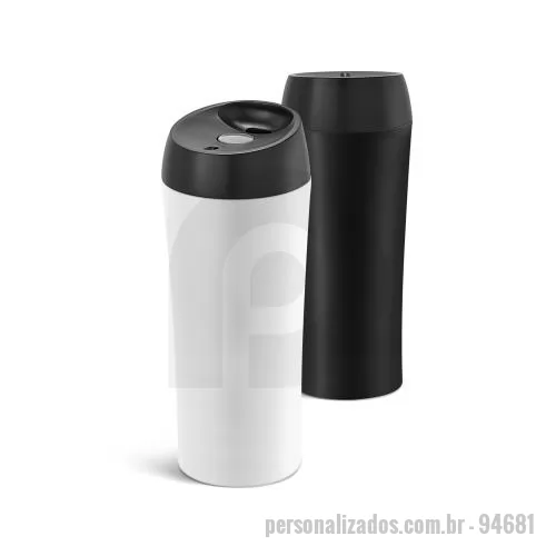Copo personalizado - Copo Personalizado - 94681 - Copo de viagem em aço inox, térmico com parede dupla isolada a ar. A Tampa em PP possui sistema antiderrame e antideslizante na base. Capacidade até 470 mL. Preserva as bebidas quentes por 8h e frias por 24h. Fornecido em caixa presente. Certificação - 179269 - Copo
