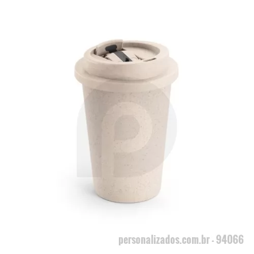 Copo personalizado - Copo de viagem em fibra de bambu (60%) e PP (40%) com tampa flip top (380 mL)