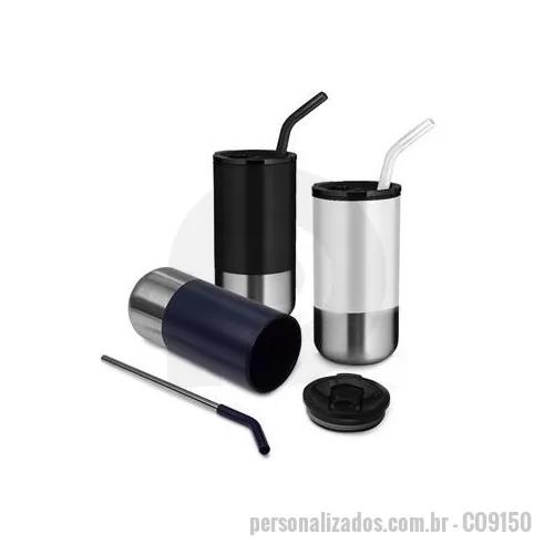 Copo personalizado - Copo de metal personalizado com sua logomarca é um brinde personalizado perfeito para presentear clientes, fornecedores e colaboradores.